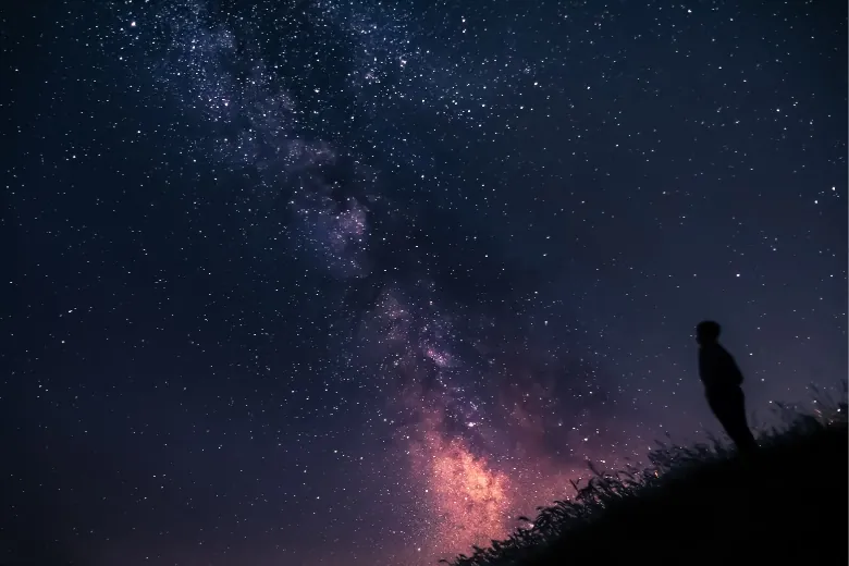 someone gazing upon the sky at night